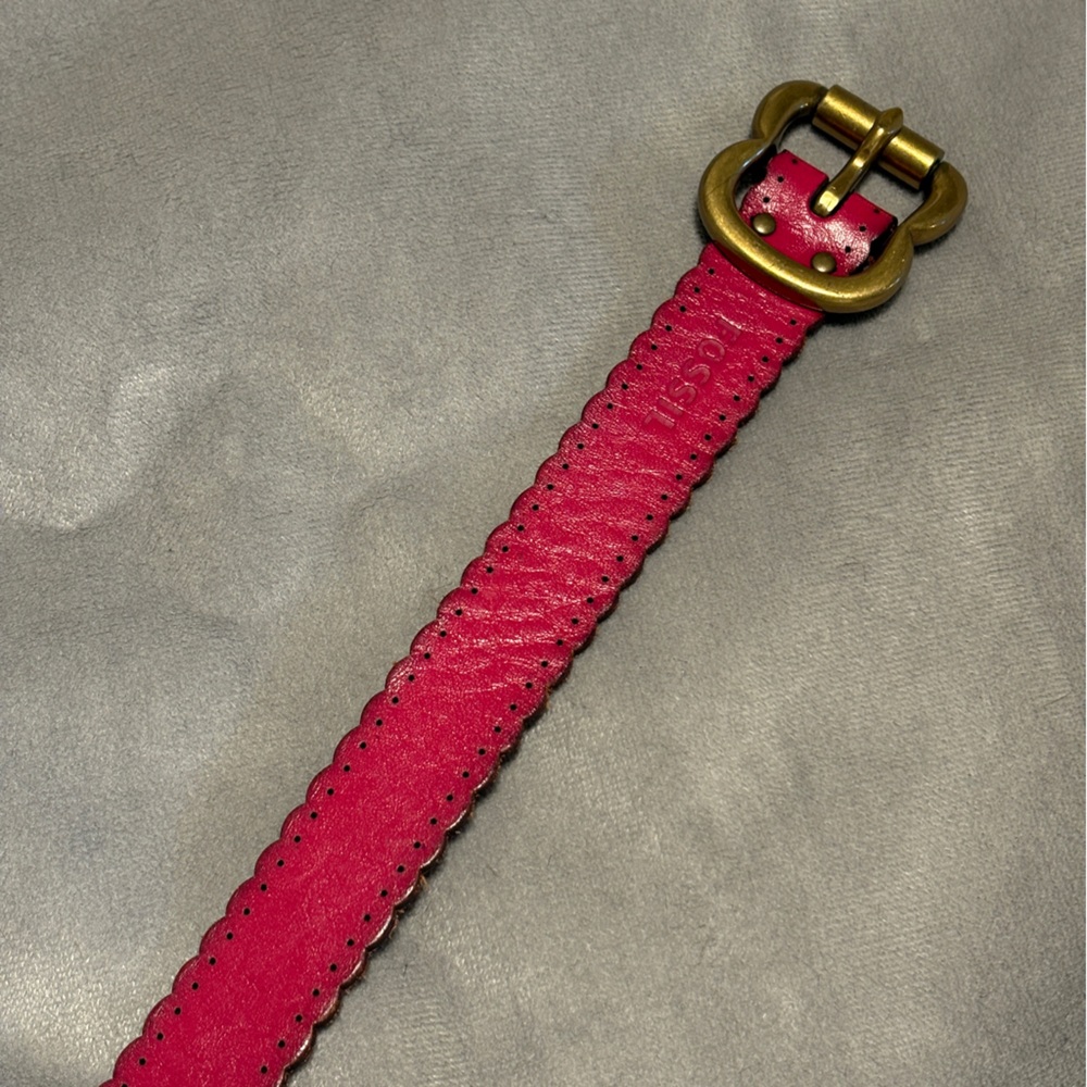 Fossil Pink Belt with Brass Buckle